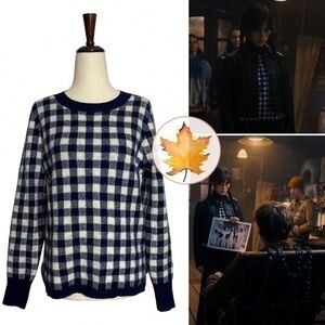 J.Crew • Gingham Checkered Cashmere Sweater XS ASO Wednesday Addams